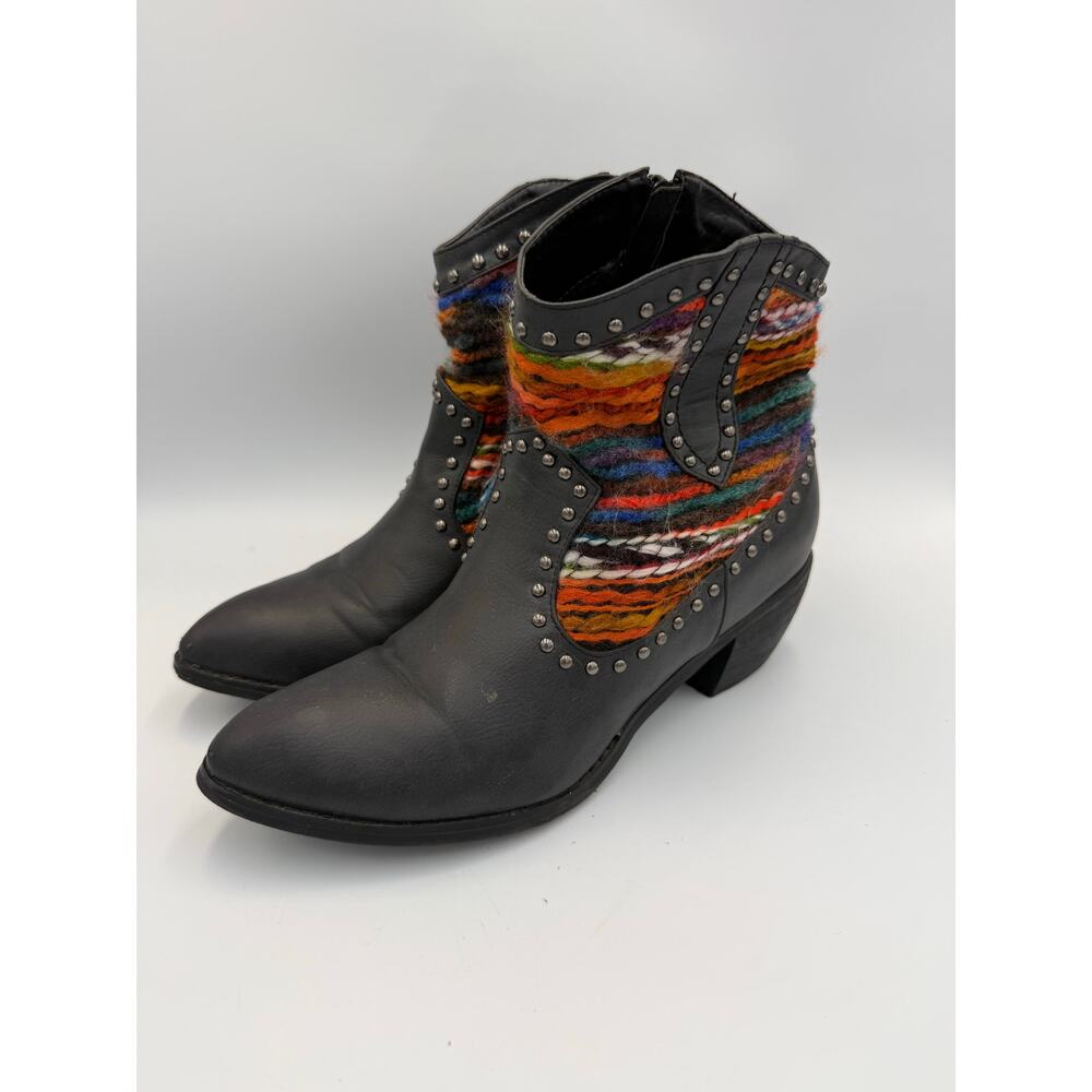 Roper Black Multicolor Woven Studded Booties‎ 8